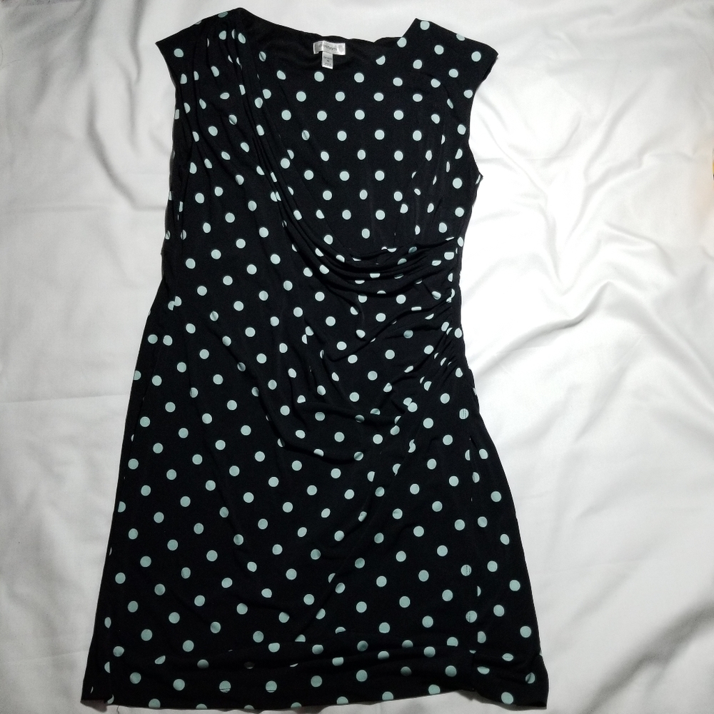 Dress Barn Black w/ Aqua Polka Dots Dress Size 16
